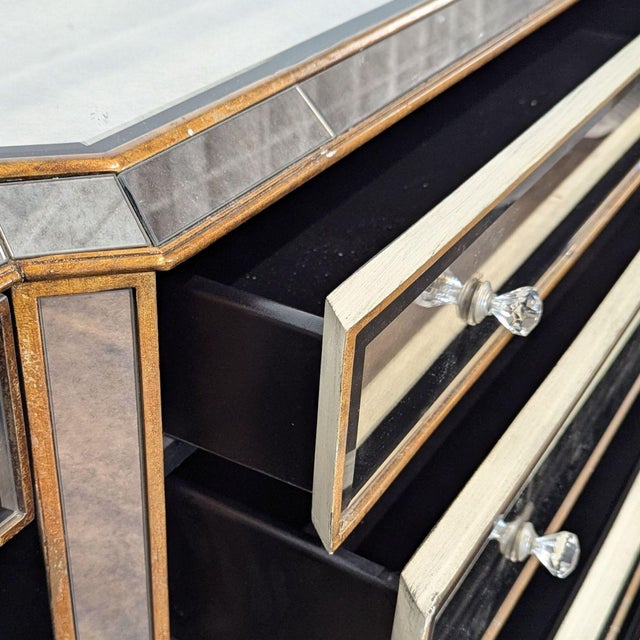 Gold Collette Antique Mirrored Breakfront Server For Sale - Image 8 of 9