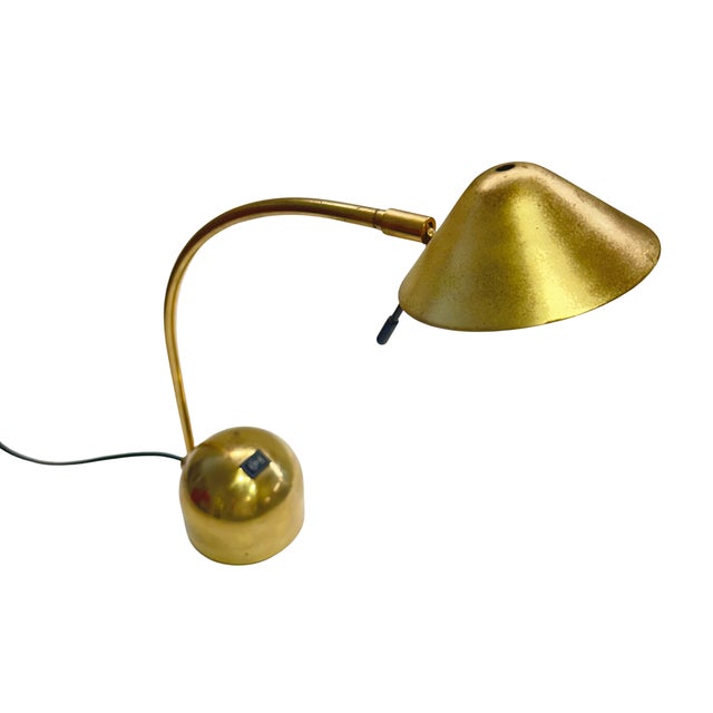 Vintage 1970s Brass Adjustable Gooseneck Desk Lamp For Sale - Image 6 of 8