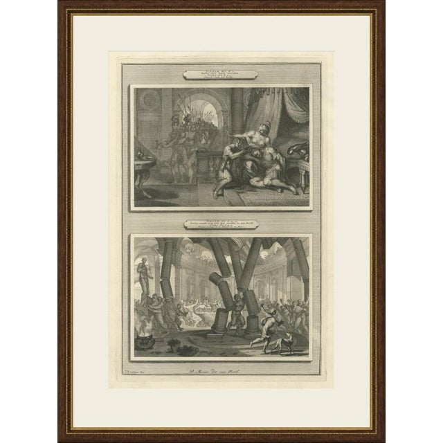This original copper engraving from Pieter Mortier's illustrated Bible, published in Amsterdam circa 1700, shows two Old...
