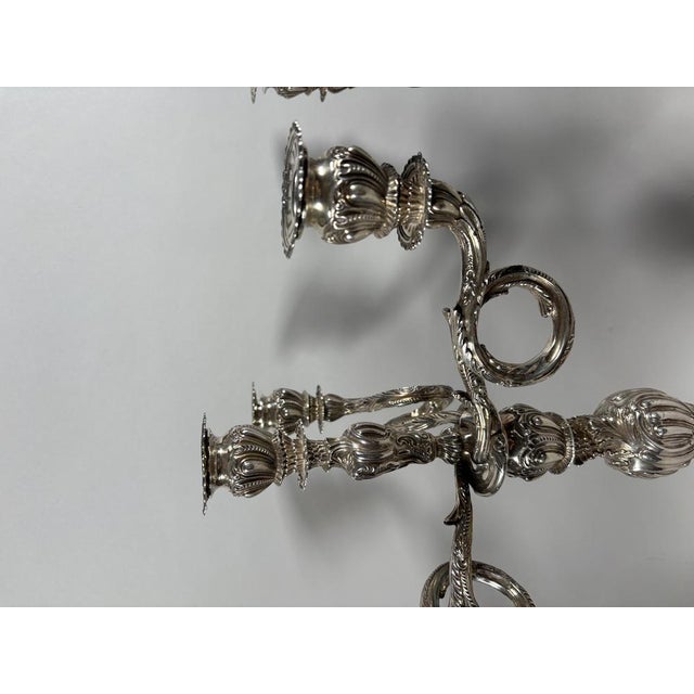 Metal Antique Rococo Candleholders in 950 Silver, 1907, Set of 2 For Sale - Image 7 of 11