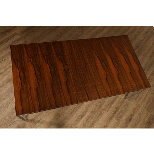 Mid Century Modern Expandable Rosewood and Chrome Dining Table For Sale In Philadelphia - Image 6 of 18