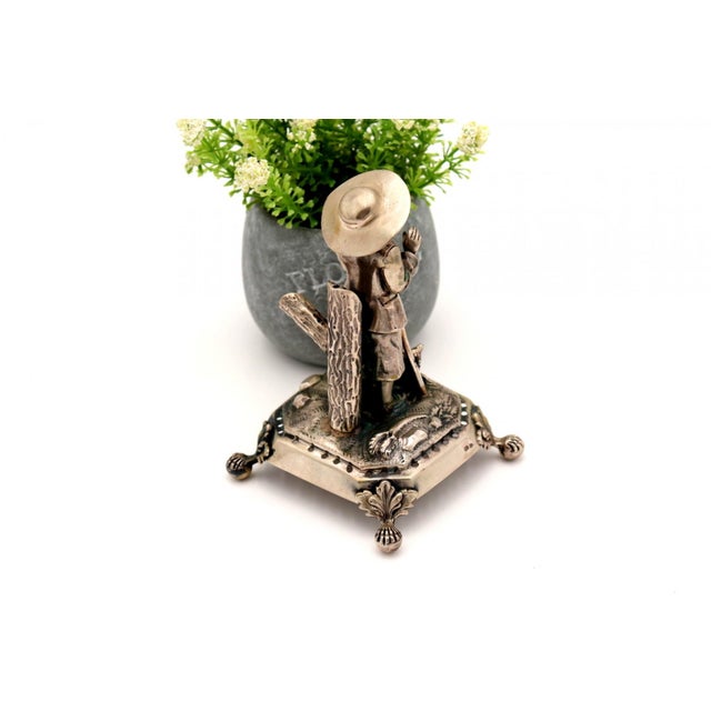Silver Toothpick Holder with Shepherd Figure For Sale - Image 5 of 6