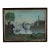 Rare to Market 19th C. Primitive Folk Art Colored Sandpaper Painting of River Scene & Boaters For Sale
