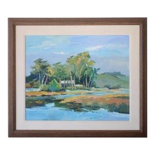 Vintage Pam Glover Plein Air Impressionist Landscape Oil Painting For Sale