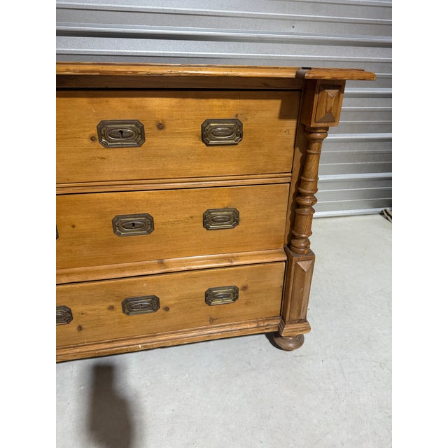 Tan Antique Pine Three Drawers - Chest of Drawers From England For Sale - Image 8 of 18