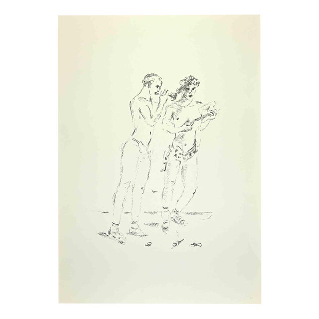 Filippo De Pisis, Players, Lithograph, 1960s For Sale