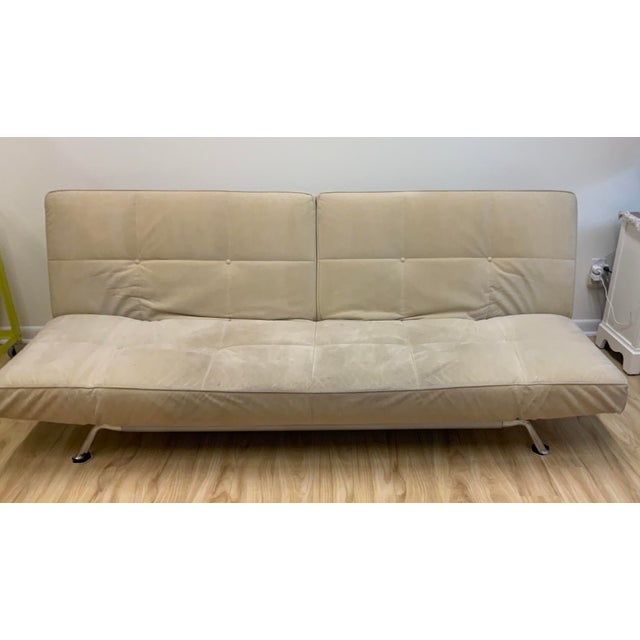 Vintage Light Brown Microsuede Attributed to Linge Roset Sofa/Futon For Sale In Raleigh - Image 6 of 10