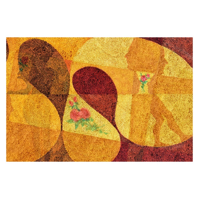 Highly detailed india ink abstract pointillist drawing of figures and roses with watercolor and gouache by Ben Black...