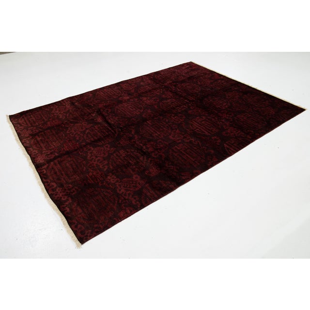 Modern 6 X 9 Modern Ziegler Wool Rug in Burgundy With Deco Design For Sale - Image 3 of 8