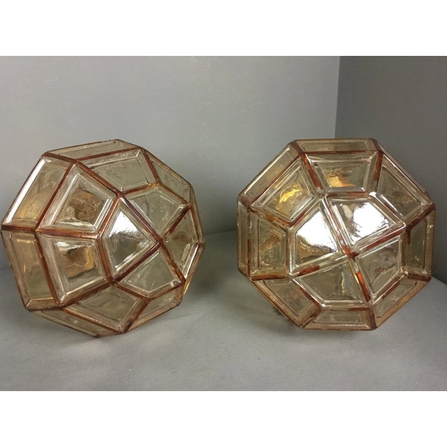 Glass German Facetted Glass Ceiling Lamps, 1950s, Set of 2 For Sale - Image 7 of 10