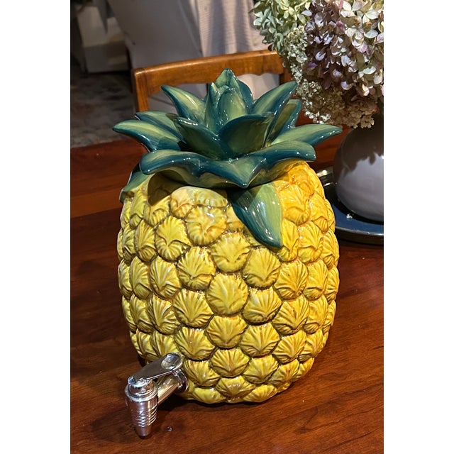 Whimsical yet refined, this glazed ceramic pineapple beverage dispenser adds a playful tropical accent to barware and...