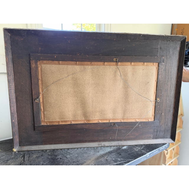Wood Large Vintage Peruvian Reverse-Painted Red Glass Mirror Gilt Hand-Carved Wood Frame Spanish Colonial Style For Sale - Image 7 of 9