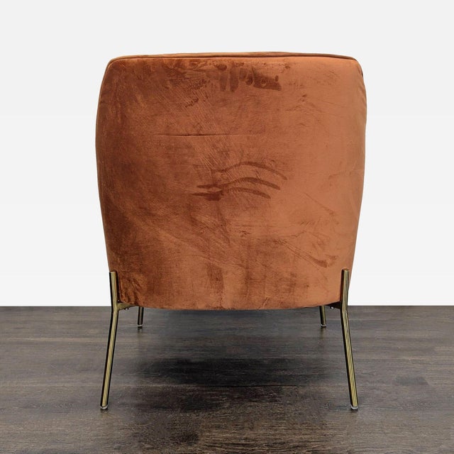 New Pacific Direct Modern Lounge Chair With Brass Legs, Rust Velvet For Sale - Image 4 of 9