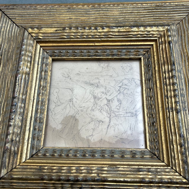 1940’s original abstract expressionist nude figures drawing by Wesley Lea, whose art was featured in the Downtown Gallery...