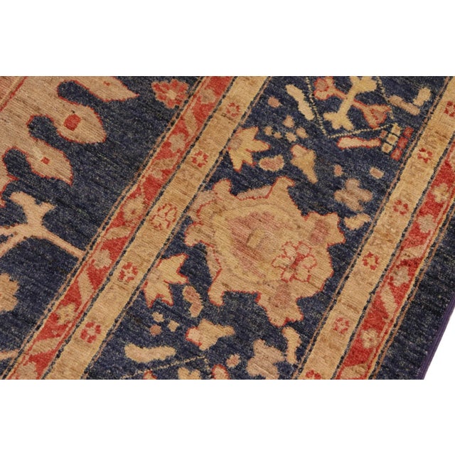 Textile Shabby Chic Ziegler Blue Tan Hand-Knotted Wool Rug - 8'2'' X 9'11'' For Sale - Image 7 of 8