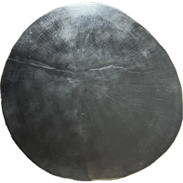 Black Wabi Sabi Round Coffee Table – Ebonized Black, Low Profile For Sale - Image 8 of 9