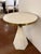 Styish Revelation Pylon Accent Table. Brass Trim, Off-White Wood body. Original Retail $1185. Showroom floor sample.
