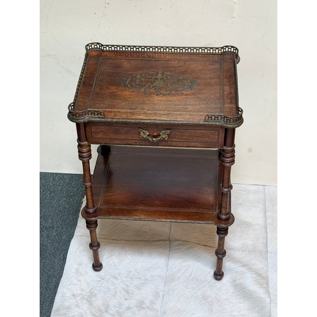 French Nightstand With Metal Gallery, 19th Century For Sale - Image 12 of 12