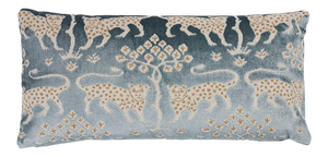 Schumacher Woodland Leopard Velvet 22'' Lumbar Pillow in Mineral