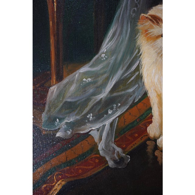 Paint Framed Oil on Canvas Painting of Cats For Sale - Image 7 of 10