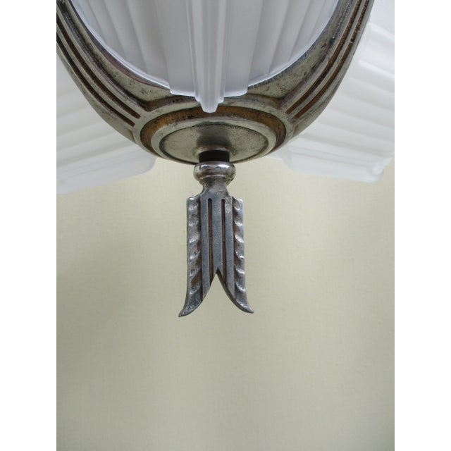 Art Deco Circa 1930s Style Slip Glass Three Shade Chandelier Pendant Light For Sale - Image 9 of 11