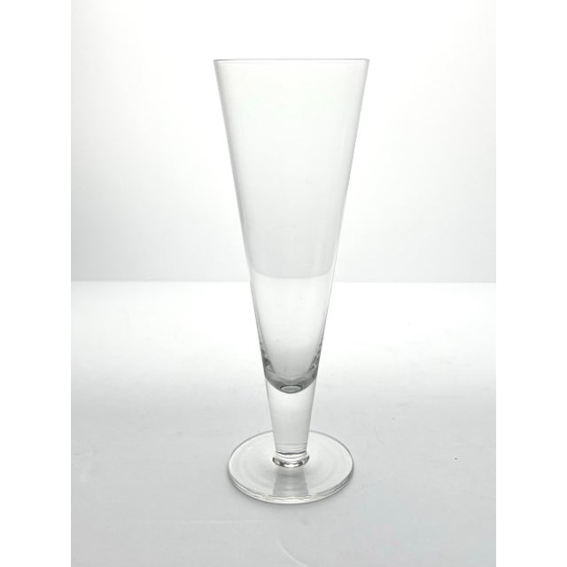 Contemporary Contemporary Crate & Barrel Footed Beer Pilsner or Fluted Champagne Glasses - Set of 3 For Sale - Image 3 of 5