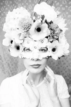 'Masquerade' Black and White Contemporary Botanical Portrait Photograph, 30 X 45" Fine Art Photography Print