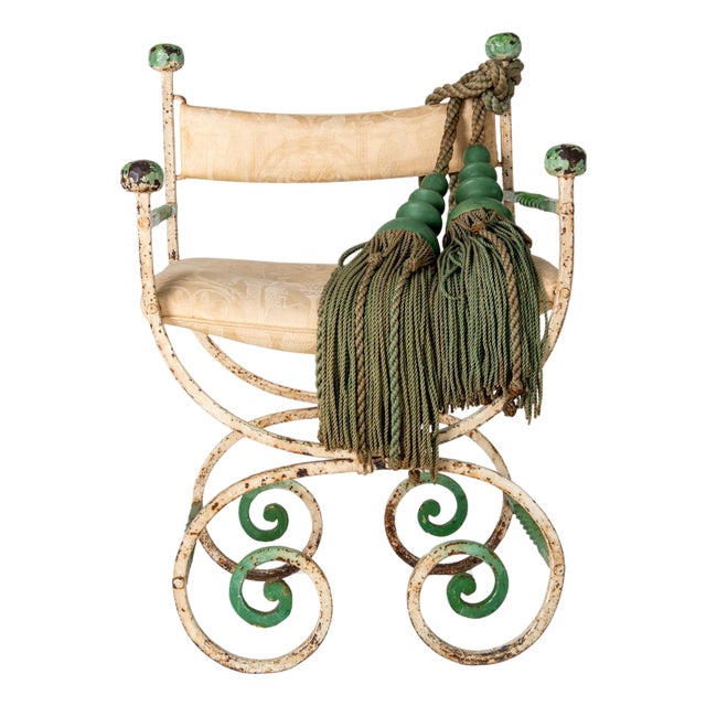 Curcule Style Wrought Iron Arm Chair - Vintage Antique Furniture 1920s For Sale