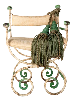 Curcule Style Wrought Iron Arm Chair - Vintage Antique Furniture 1920s