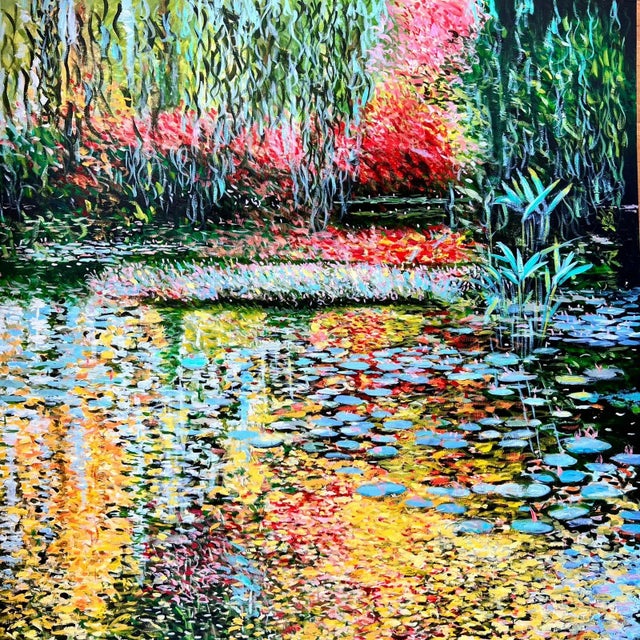 "Autumn in Giverny" Framed Contemporary Expressionist Style Landscape Acrylic Painting For Sale - Image 6 of 12