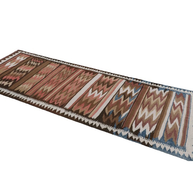 Tribal Vintage Shahsavan Zanjan Persian Kilim Runner With Chevrons - Rug & Kilim For Sale - Image 3 of 7