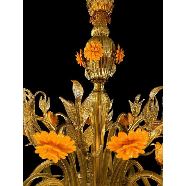 Gold Murano Glass Chandelier, 1950s For Sale - Image 8 of 18