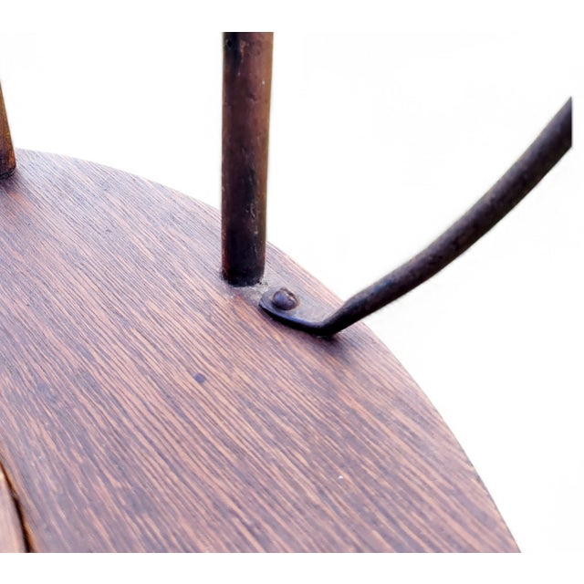 Antique Dutch Folk Art Commode Chair in Oak with Iron Hoop Back, 19th Century For Sale - Image 13 of 17