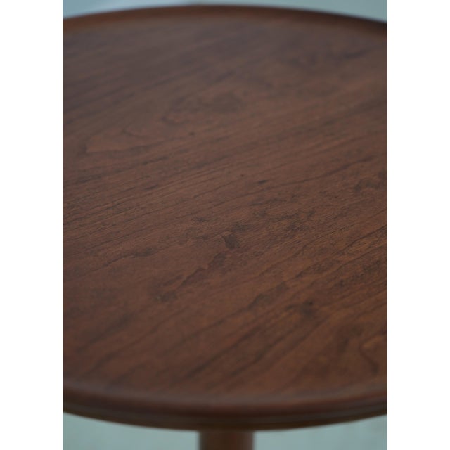 Vintage Benchmade Round Pedestal Cherry Dish Top Lamp Table For Sale - Image 10 of 13