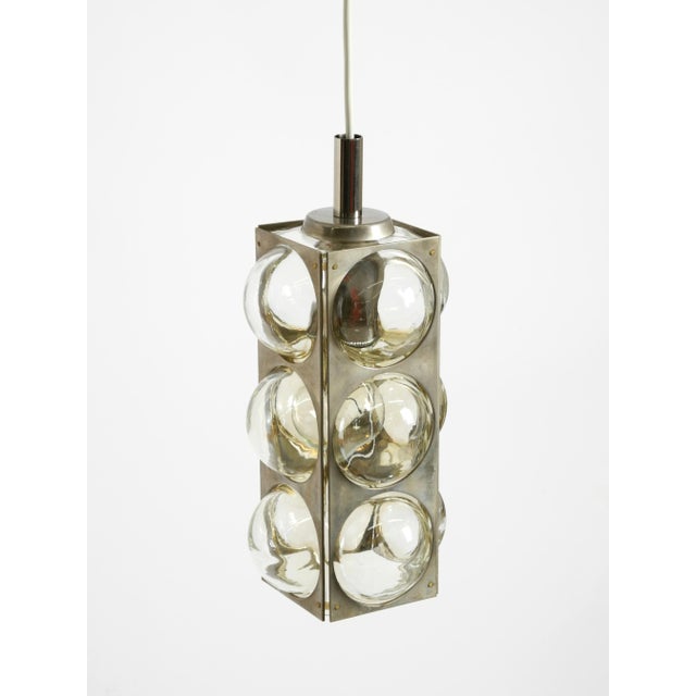 Vintage Space Age Pendant Lamp in Glass and Nickel-Plated Metal by Temde, 1960s For Sale - Image 6 of 18