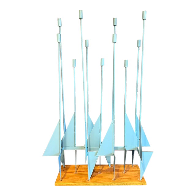 Blue Don Drumm Abstract Candelabra Sculpture For Sale