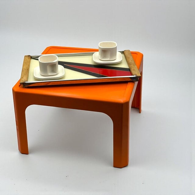 French Model 1872 Low Table in Orange Plastic by Gilac, 1970s For Sale - Image 12 of 18