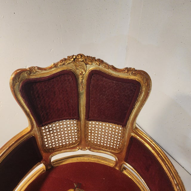 Louis XV Giltwood Bergère Tub Chair With Cane Back For Sale - Image 4 of 7