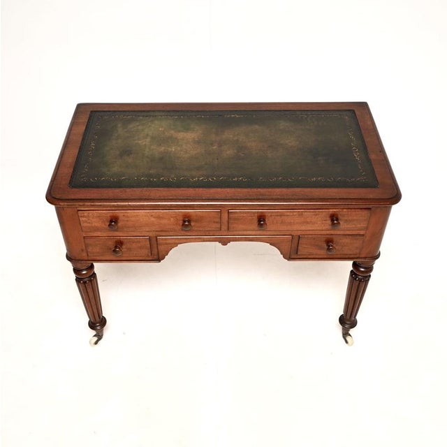Antique Victorian Leather Top Writing Table, 1840 For Sale - Image 6 of 12