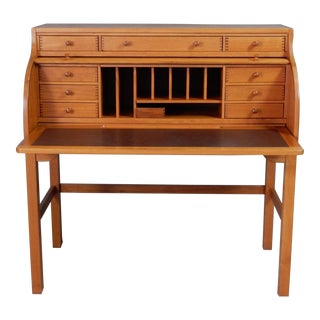 Danish Modern Teak Writing Desk by Andreas Hansen, 1960's Masterpiece W/Roll Top For Sale