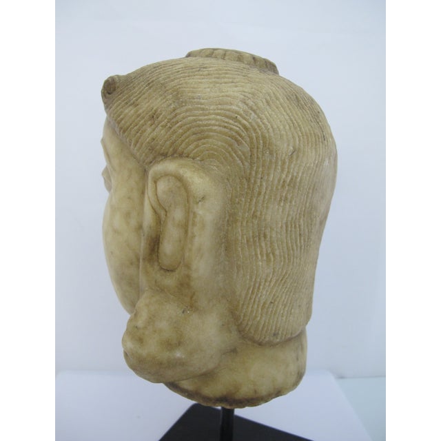 Jain Marble Tirthankara Spiritual India Head Karma Carved Stone Sculpture For Sale - Image 9 of 12