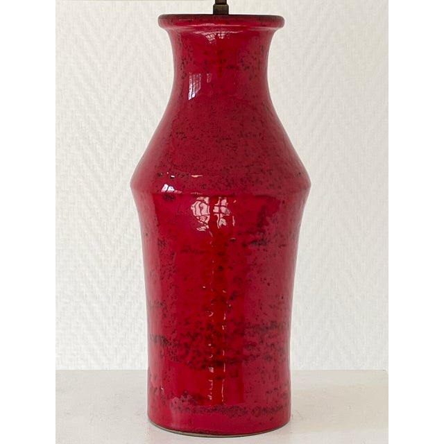 Mid-Century Modern Vintage Red Ceramic Lamp, 1955 For Sale - Image 3 of 7
