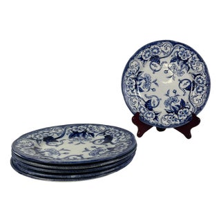Antique Flora Ironstone Dinner Plates from Creil and Montereau, 1800s, Set of 6 For Sale
