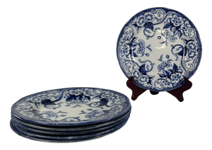 Antique Flora Ironstone Dinner Plates from Creil and Montereau, 1800s, Set of 6