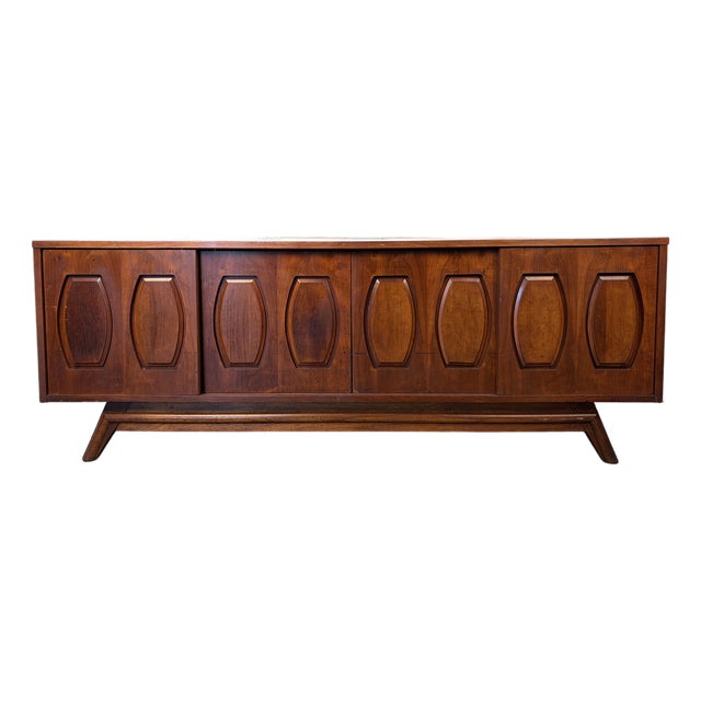 Mid 20th Century Walnut and Burl Credenza by Young Manufacturing For Sale