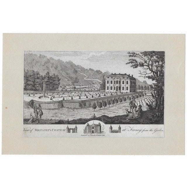 "View of Voltaire's chateau at Ferney; from the Garden" published in 1766 by J Sewell of Cornhill (circa 1735-1802). Edge...
