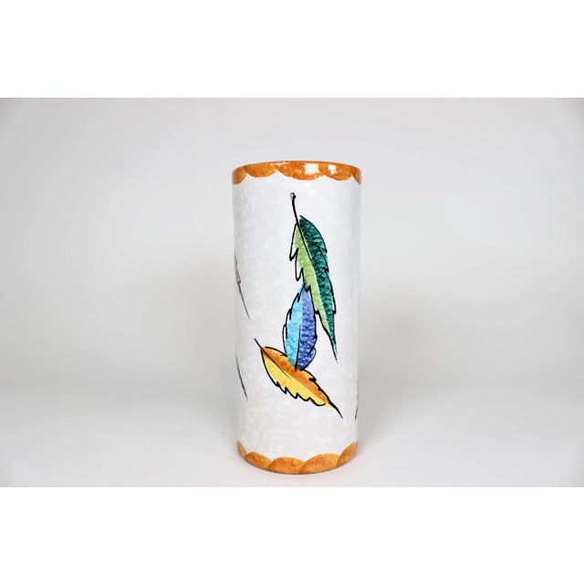1950s 1950's Hand Painted Italian Ceramic Vase For Sale - Image 5 of 7