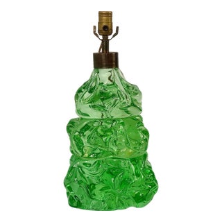Rare Vintage French Organic Modern Green Glass Anthropomorphic Table Lamp For Sale