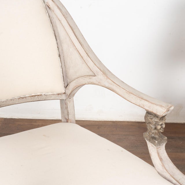 Gustavian (Swedish) Pair, 19th Century Gray Swedish Gustavian Pair of Armchairs For Sale - Image 3 of 10