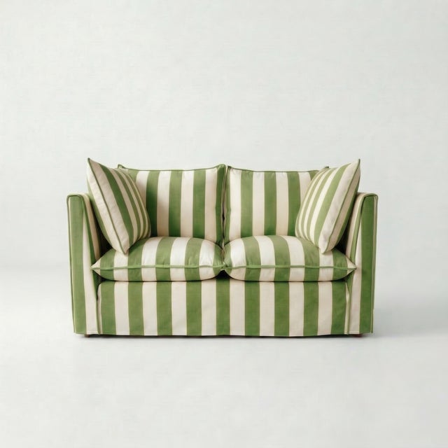 Not Yet Made - Made To Order Sophie Conran Coco 2 Seater Sofa - Spring Green Stripes with Knife Edge Cushion For Sale - Image 5 of 5